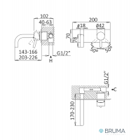 MEDIDAS MONOMANDO LAVABO MURAL ROSETON UNICO LUSITANO BRUMA